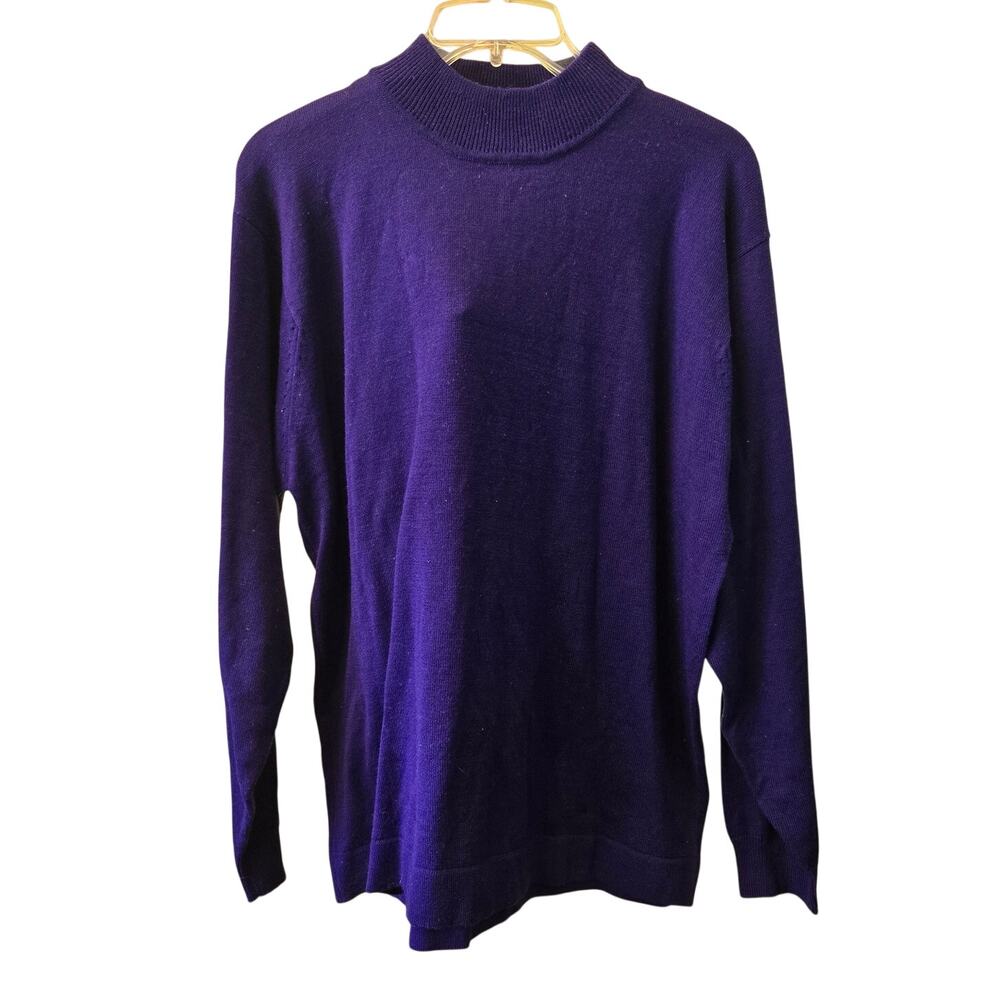 Koret 1X Violet/Purple Wool Blend Mock Neck/Turtle Neck Knit Sweater [0469]